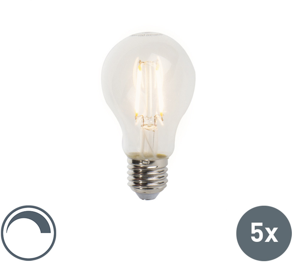 LUEDD Zestaw 5 x Żarówka LED E27 filament 5W 470 lm A60 ściemnialna