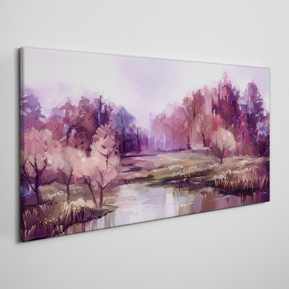 PL Coloray Obraz na Płótnie las woda 100x50cm