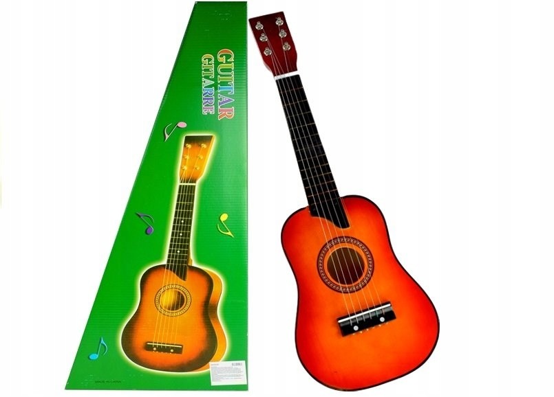 Gitara Drewniana Klasyczna z Kostką Czerwona 60 cm