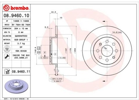 BREMBO Tarcza hamulcowa 08.9460.11