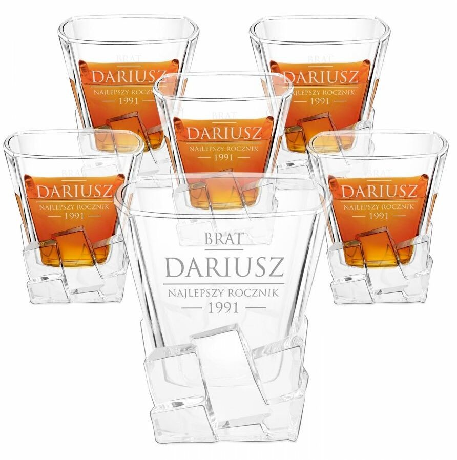 Murrano Szklanki do whisky x6 z grawerem dla brata na urodziny 6xSZIB-004