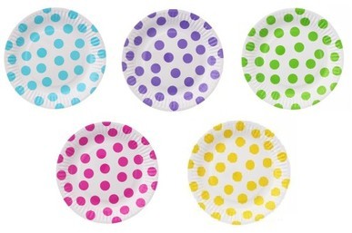 Talerzyki papierowe Groszki 18 cm 6szt