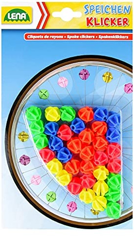 SIMM Spielwaren Lena 61094  36 sztuk klipsów do szprychy, perły do roweru, trójkołowego lub skutera, klipsy do szprychy, akcesoria do roweru dziecięcego, kolorowe klipsy z tworzywa sztucznego, dla dzieci od 3 lat 61094