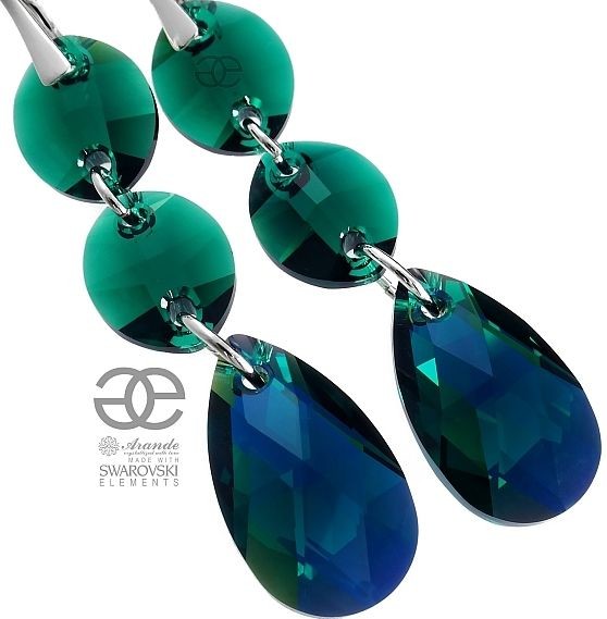 Swarovski unikat kolczyki EMERALD GLOSS SREBRO