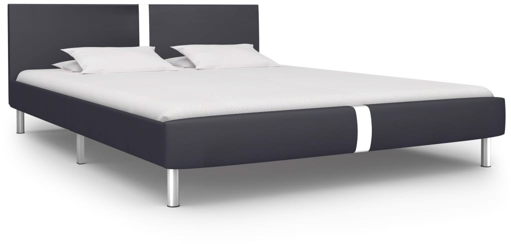 vidaXL Rama łóżka, czarna, sztuczna skóra, 120 x 200 cm