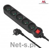 Maclean MCE184 Listwa zasilająca przedłużacz 5 gniazd z wył czarny 3m 2300W