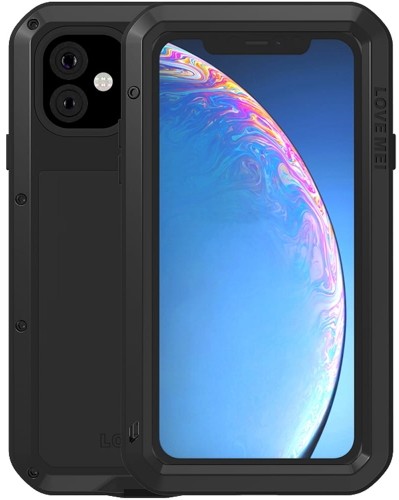 Love Mei Etui Pancerne + szkło Powerful iPhone 11, czarne 6932809613393