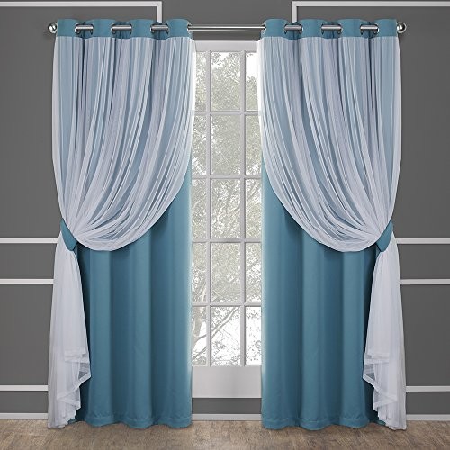 Home Exclusive Ekskluzywna Home catarina geschichteter masywna zasłona zaciemniająca i przezroczysty okienna kurtyna-tulejka z góry, poliester, EH8256-08 2-84G