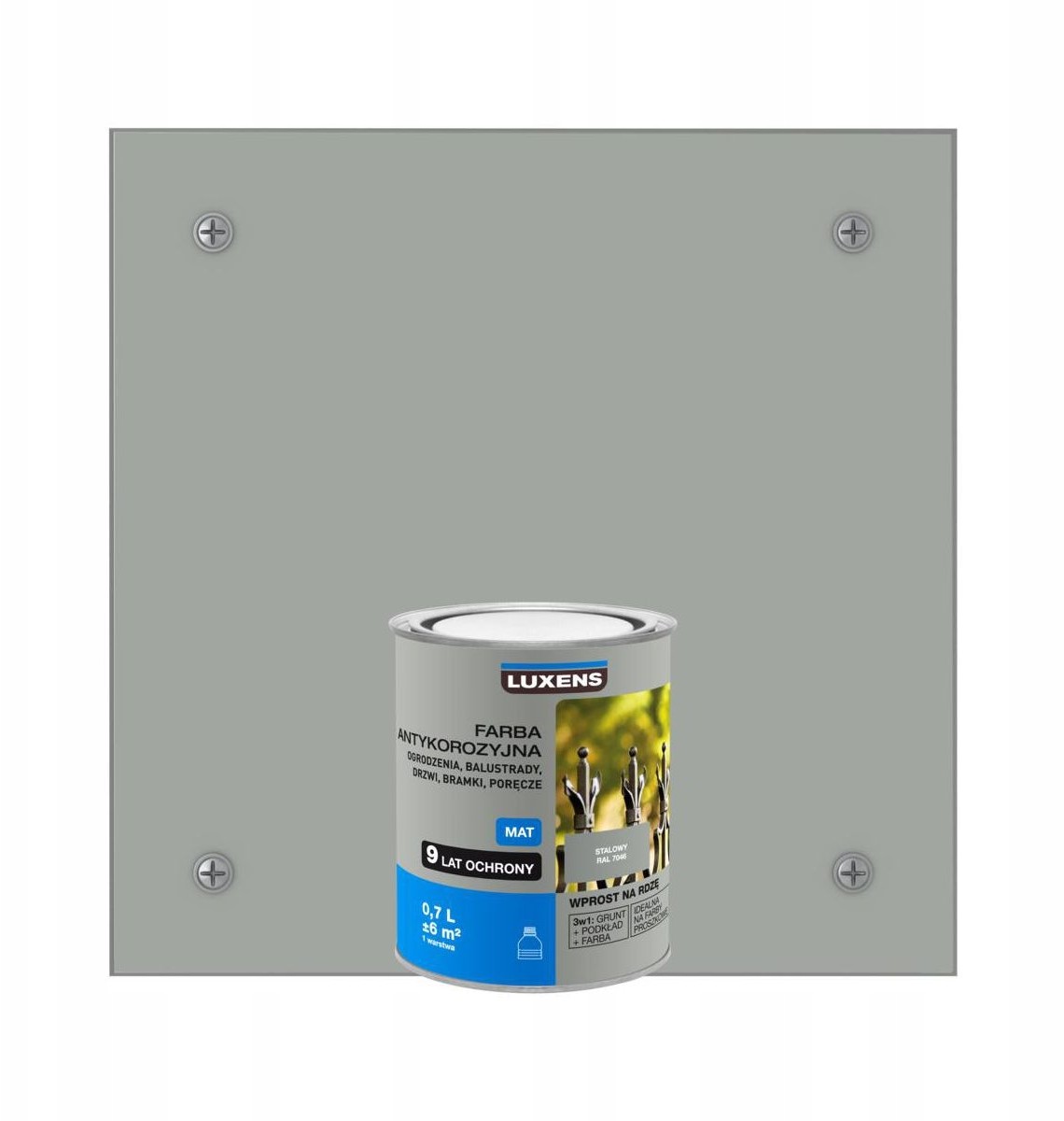 Farba antykorozyjna 0.7 l Stalowy Mat Luxens