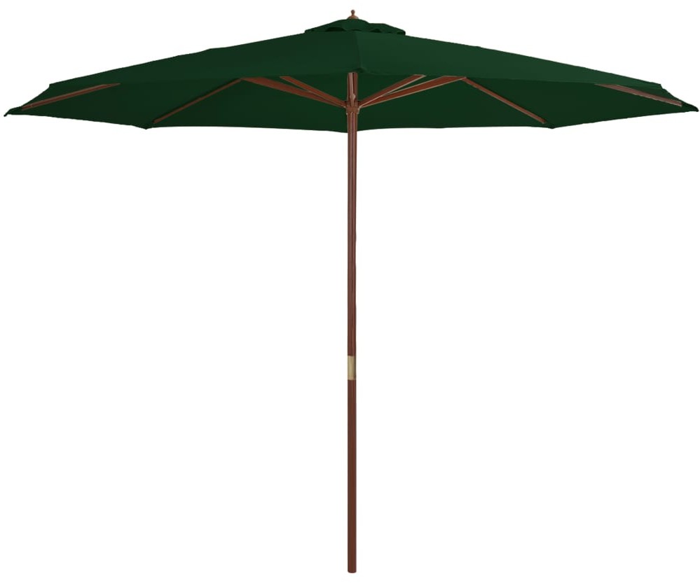 vidaXL Parasol ogrodowy na drewnianym słupku, 350 cm, zielony