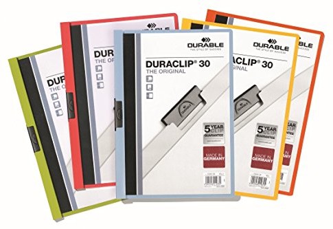 Durable 999109940 Duraclip zaciskowa akcesoria oryginalne worki 30 do formatu DIN A4, 5 sztuki, posortowane pod względem koloru 999109940