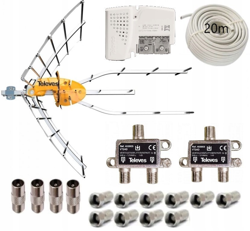 Televes Zestaw Ellipse T Force Uhf 38dBi na 4 Tv