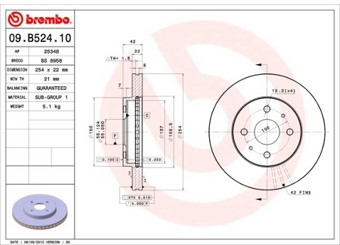 BREMBO Tarcza hamulcowa 09.B524.10
