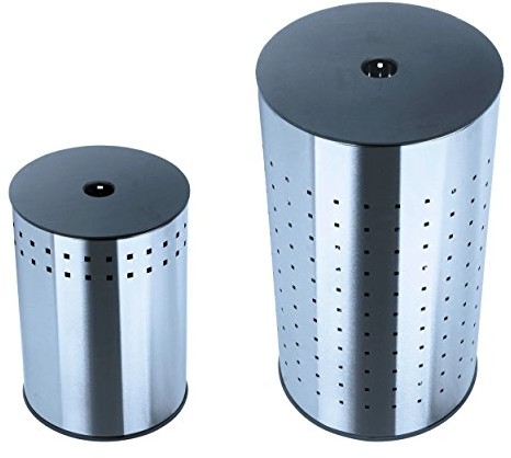 MSV 140356 zestaw 2 skrzynie, kosz na pranie ze stali nierdzewnej/MDF 12/35 L 140356