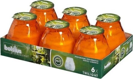 Bolsius Świeca ogrodowa w szkle Twilight 70H 6szt POMARAŃCZOWA BOLSIUS2805