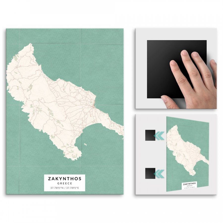 Pix4home Plakat metalowy Mapa Vintage Zakintos M POS-M-03905