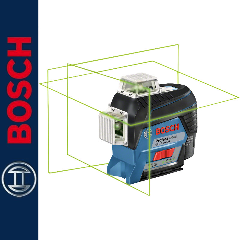 Bosch laser płaszczyznowy GLL 3-80CG zielony + Statyw alu 1,8m + Uchwyt BM1PLUS + L-BOXX 0 601 063 T00