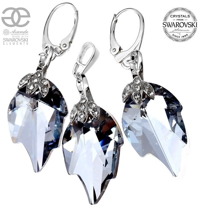Arande KOMPLET SWAROVSKI COMET LEAF SREBRO 5165317173