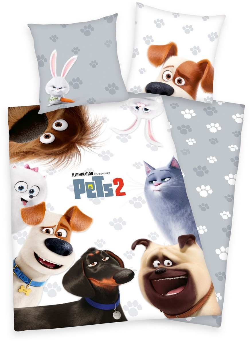 Herding Dziecięca pościel bawełniana Pets 2, 140 x 200 cm, 70 x 90 cm