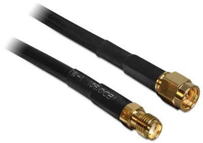 Delock Antena WiFi Przedłużacz [1x złącze męskie SMA 1x złącze żeńskie SMA] 2 m czarny pozłacane styki