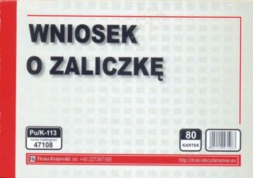 Firma krajewski Wniosek o zaliczkę [Pu/K-113] Pu/K-113