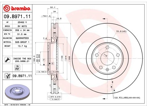 BREMBO Tarcza hamulcowa 09.B971.11