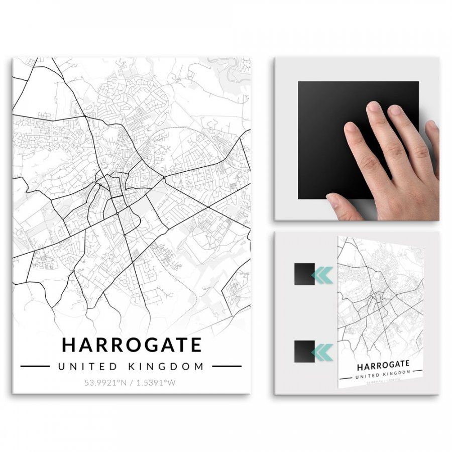 Pix4home Plakat metalowy Mapa B&W Harrogate M POS-M-04015