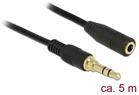 Delock kabel przedłużający audio Stereo mini wtyczka jack (M) do stereo mini wtyczka jack (W) 5 m czarna (85590)