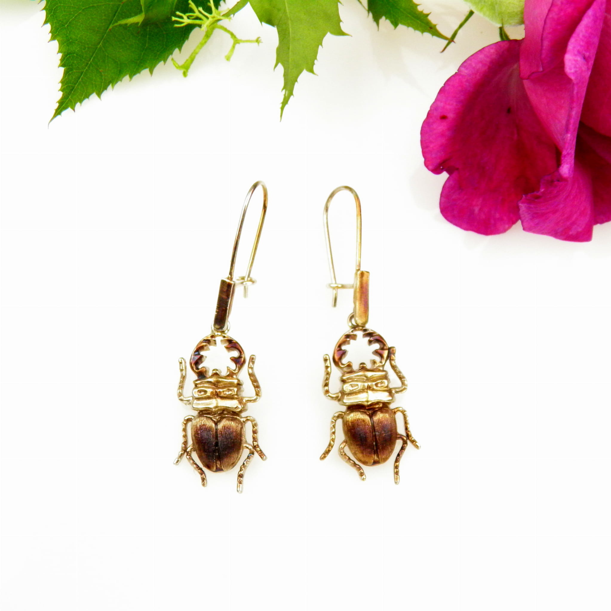 Venus Galeria Żuczki brązowe - kolczyki srebrne