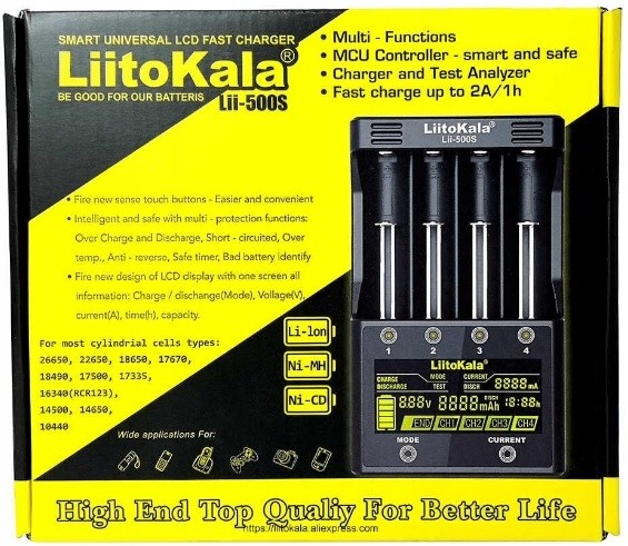 LiitoKala Lii-500S Ładowarka akumulatorów Li-IonAA