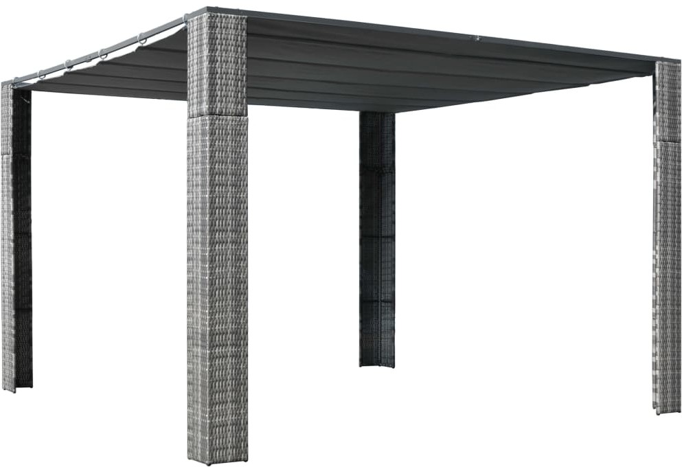 vidaXL Altana z dachem, polirattan, 300x300x200cm, szary i antracytowy