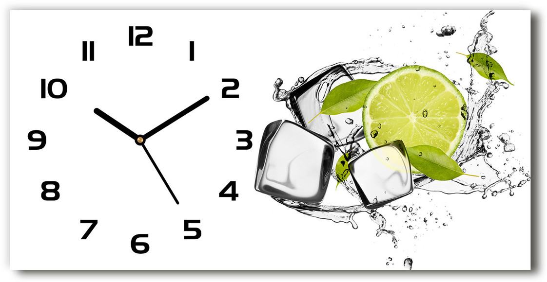 Zegar ścienny szklany Limonka z lodem