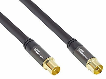 Good Connections Good Connections SAT TV kabel antenowy - wtyczka koaksjalna do gniazda koaksjalnego - 2x filtr prądu płaskiego (rdzeń ferrytowy), podwójne ekranowanie, wymiary ekranu 20 m czarny GC-M2059