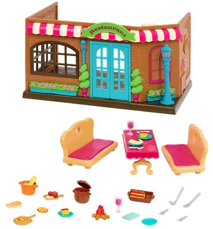 Li'l Woodzeez Li'l Woodzeez WZ6730Z zestaw zabaw  Pass-The-Pasta restauracja zestaw z jedzeniem do zabawy, meble  zabawki i prezenty dla dzieci w wieku od 3 lat WZ6730Z