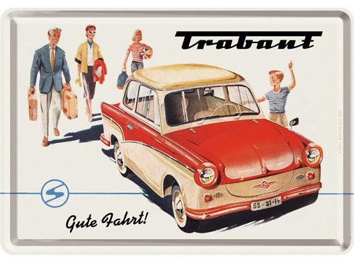 Art Nostalgic 16325 Trabant dobra jazdy pocztówka blaszana, 10 x 14 cm 16325