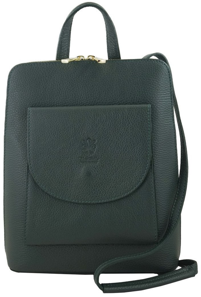 Barberini's Plecak skórzany / listonoszka - Casual 2w1 - Zielony ciemny 800-42