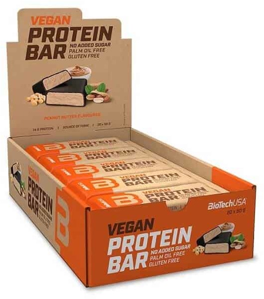 BioTech USA USA Vegan Protein Bar (Wegański Baton Proteinowy) 20 x 50g Masło Orzechowe