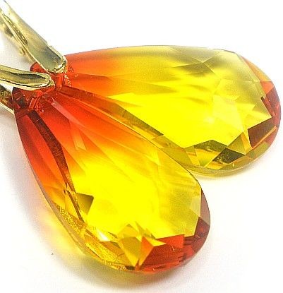 Swarovski kolczyki SREBRO POZŁACANE FIREOPAL 24mm