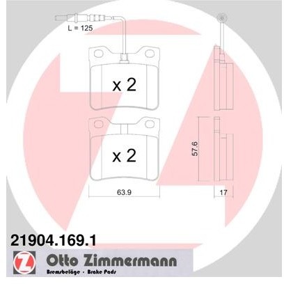 ZIMMERMANN Zestaw klocków hamulcowych, hamulce tarczowe 21904.169.1