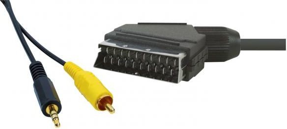 Фото - Кабель Audio/Video kabel SCART M - CINCH M + Jack  M, 1.5m, czarny(3.5mm)