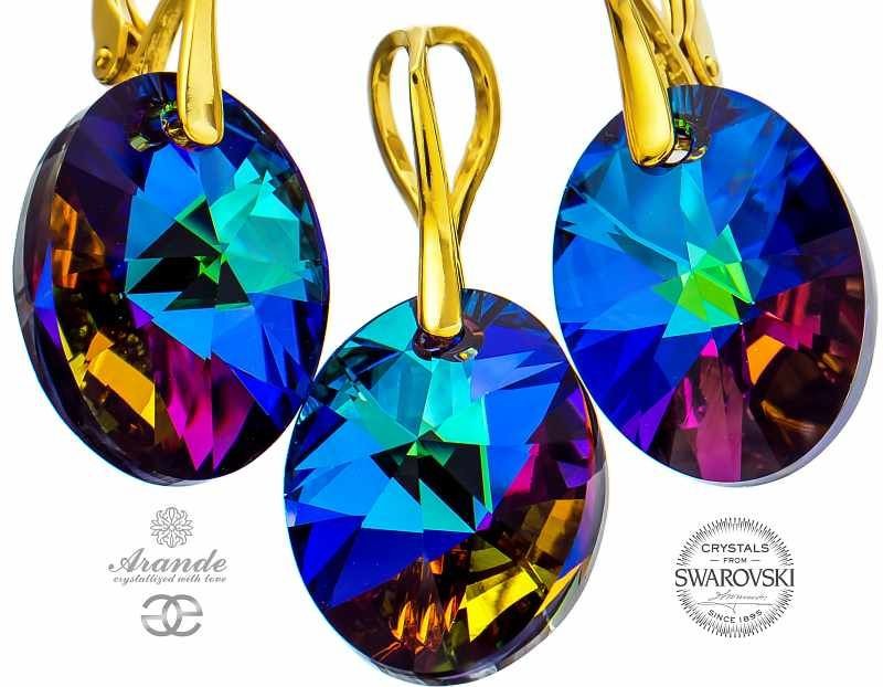 Arande SWAROVSKI SPECIAL komplet XILION MERIDIAN BLUE GOLD złote srebro 700845