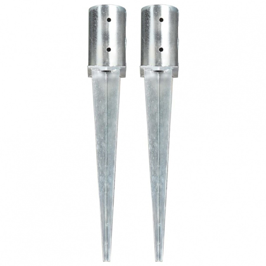 Vida Kołki gruntowe 2 szt. srebrne 8x61 cm stal galwanizowana V-145429