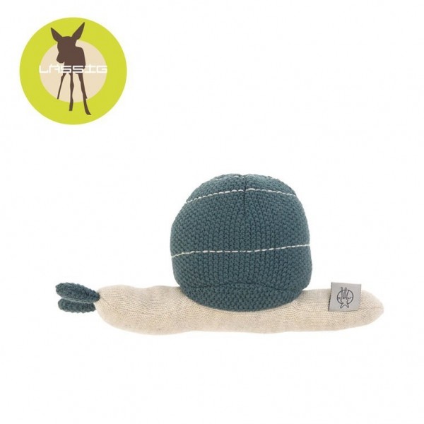 Lassig Lassig - Dziergana przytulanka z grzechotką Garden Explorer Ślimak niebieski