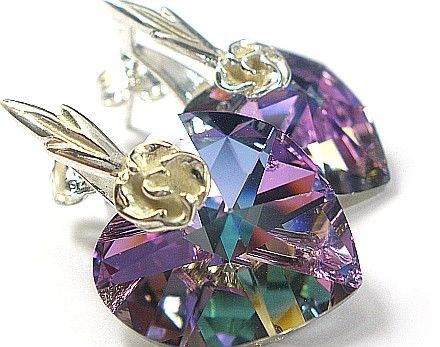 Swarovski Serce Kolczyki Srebro VITRAIL 18