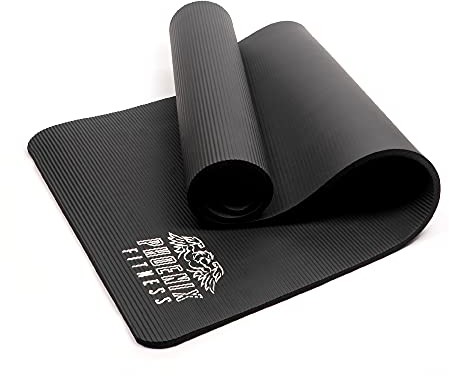 Phoenix Fitness Phoenix Fitness RY1068 mata do ćwiczeń NBR fitness do jogi - dwustronna antypoślizgowa mata podłogowa o wysokiej gęstości, 185 x 61 cm - grubość 15 mm, pasek do noszenia, czarna