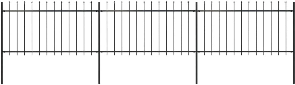 Vidaxl z prętów z grotami, stalowe, 5,1 x 1 m, czarne