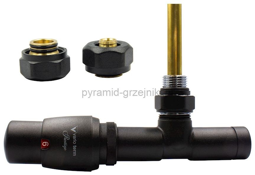 Varioterm Zawór termostatyczny UNICO ze złączką Pex/Cu - czarny str. pex 16 mm lewy UGS0214CFK/L(Pex)