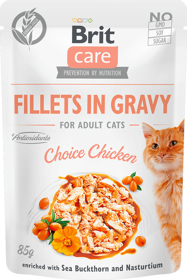 Brit Care Cat Fillets in Gravy Choice Chicken 24x85 g # z wartością produktów powyżej 89zł!