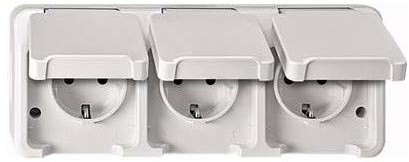 Merten potrójne gniazdo wtykowe Schuko, poziomo umieszczone z BRS, Aqua Star, biel polarna, meg2390 8019