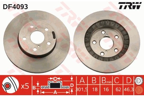 TRW Tarcza hamulcowa DF4093